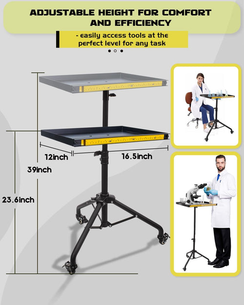 Compact Rolling Tool Table with Magnetic Holder & Phone Stand – Space-Saving Garage Workstation on Wheels