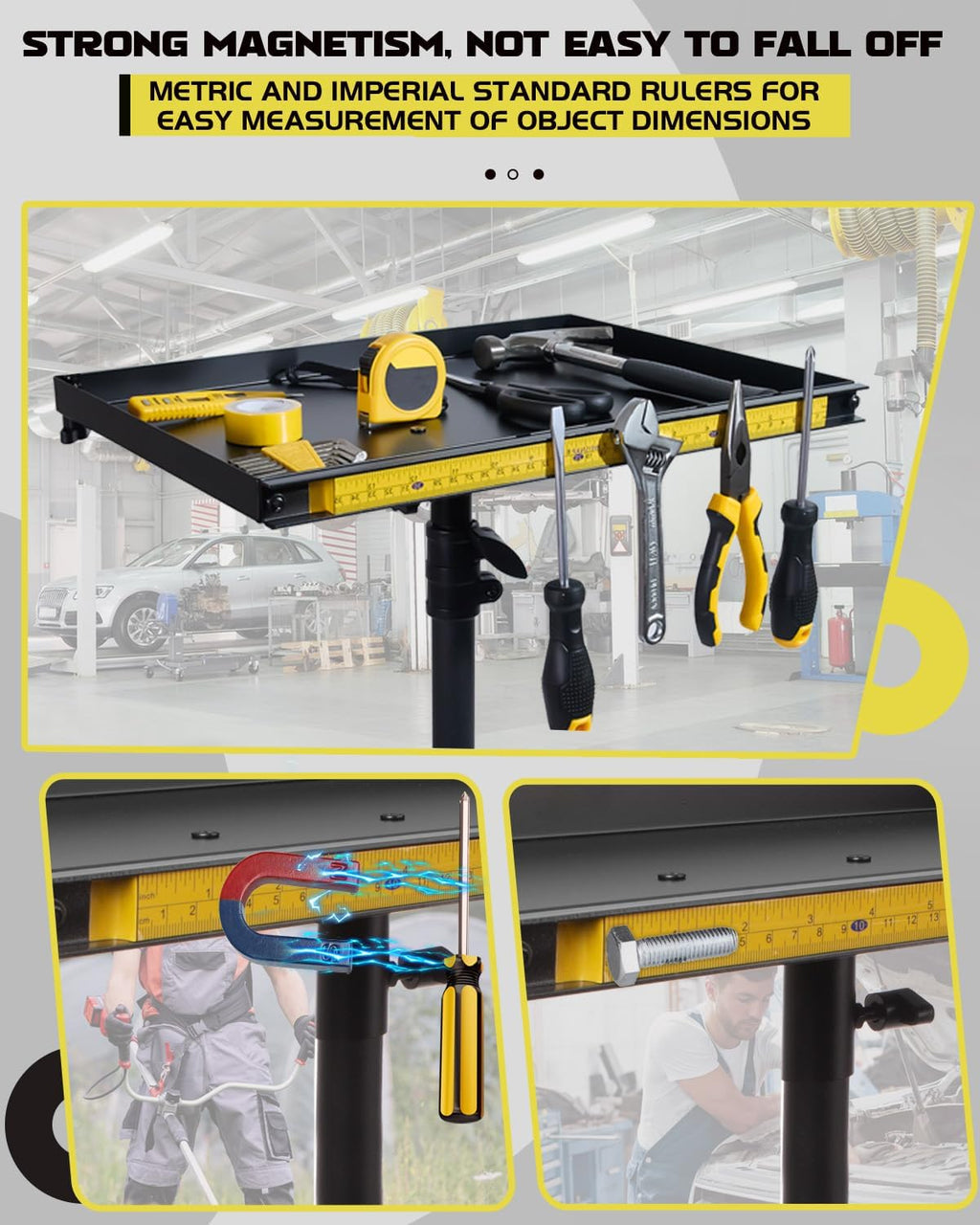 Compact Rolling Tool Table with Magnetic Holder & Phone Stand – Space-Saving Garage Workstation on Wheels