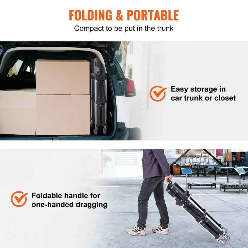 Foldable 3-Tier Utility Cart with Wheels – Heavy-Duty Rolling Storage Trolley, 165 lbs Capacity, No Assembly